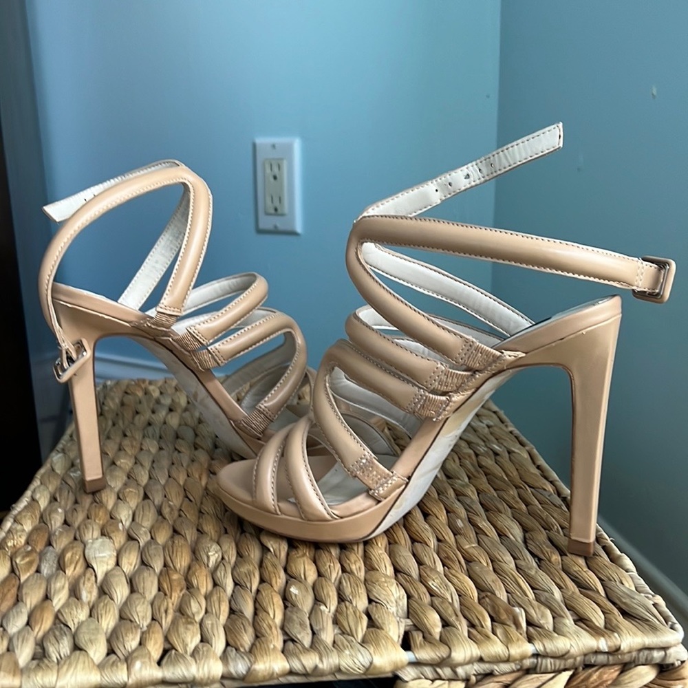 Zara Beige Strappy Heels 6